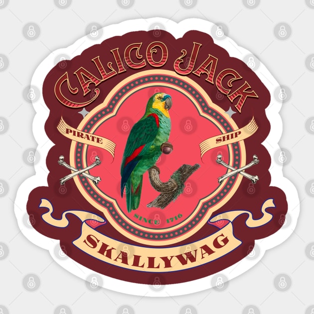 Calico Jack Parrot Skallyway Sticker by Bootylicious